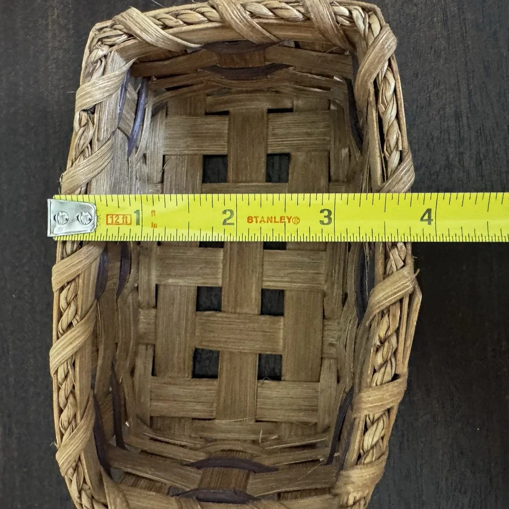 Farmhouse Hand Woven Slat Basket Country Core Hand Painted Apples Folk Art 4